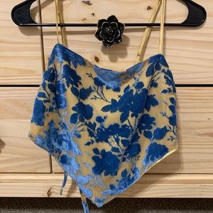 Blue floral scarf top